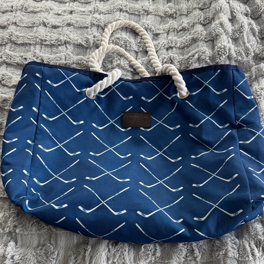 The Penalty Box Hockey Navy Blue Tote Bag with Rope Handles